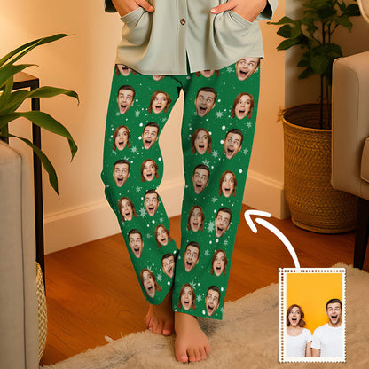 Aangepaste familiegezichten pyjamafeest unisex lange pyjamabroek beste kerstcadeaus voor familie