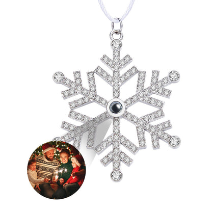 Gepersonaliseerde projectieornament, aangepaste foto, sneeuwvlok, kerstornament, geschenken