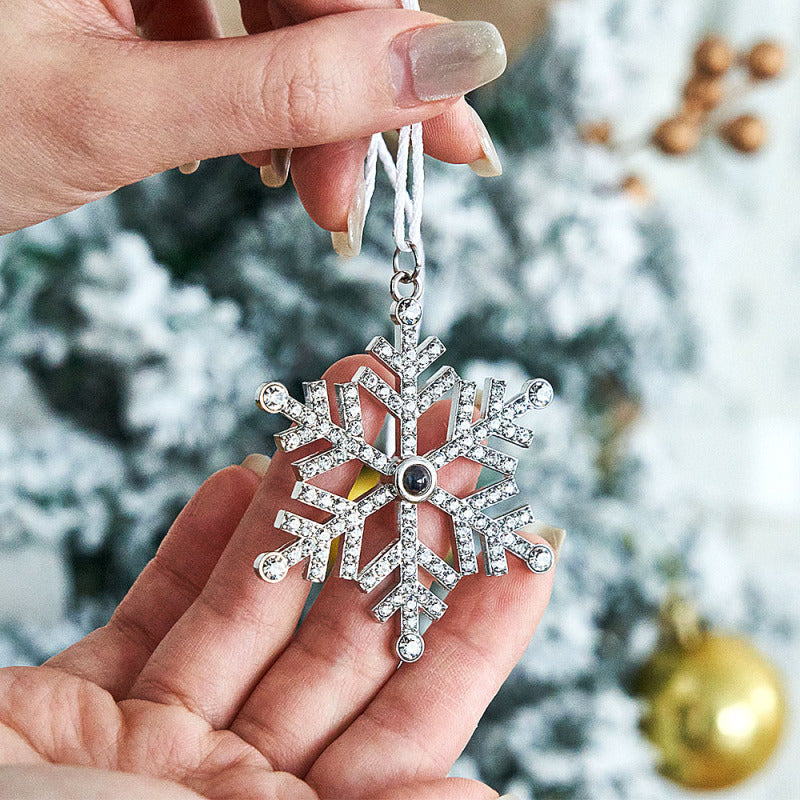 Gepersonaliseerde projectieornament, aangepaste foto, sneeuwvlok, kerstornament, geschenken