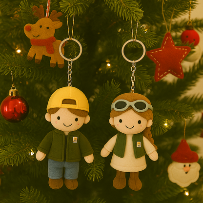 Aangepaste Foto Pluchen Sleutelhanger – Gepersonaliseerd Koppel Cadeau – Perfect voor Valentijnsdag & Kerstmis