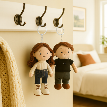 Gepersonaliseerde Foto Van Een Koppel, Cadeau Voor Familie Pluchen Popen sleutelhanger