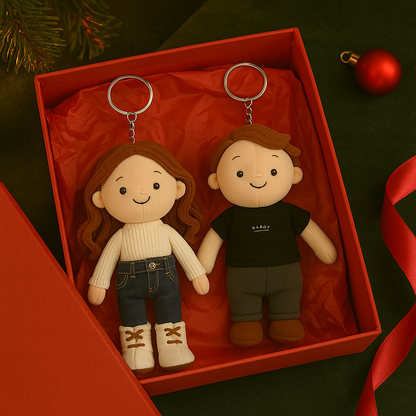 Gepersonaliseerde Foto Van Een Koppel, Cadeau Voor Familie Pluchen Popen sleutelhanger