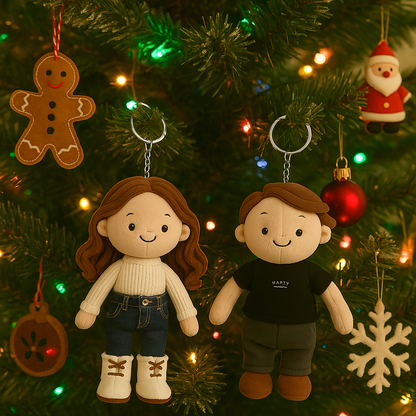 Gepersonaliseerde Foto Van Een Koppel, Cadeau Voor Familie Pluchen Popen sleutelhanger