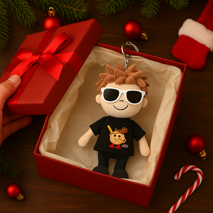 Gepersonaliseerde Sleutelhanger Met Foto Van Een Knuffelpop Van Een Jongen