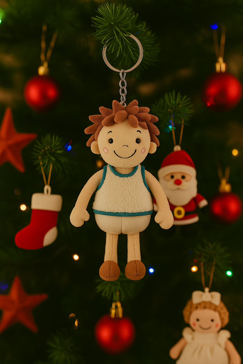 Gepersonaliseerde foto pluche pop pluche sleutelhanger cadeaus, paar pluche pop, leuk cadeau voor haar