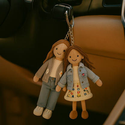 Gepersonaliseerde familiefoto pluchen poppen sleutelhanger