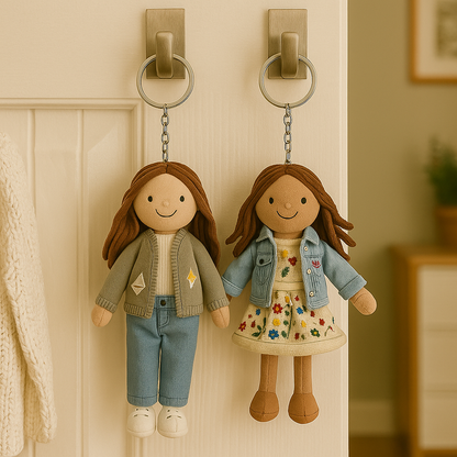 Gepersonaliseerde familiefoto pluchen poppen sleutelhanger