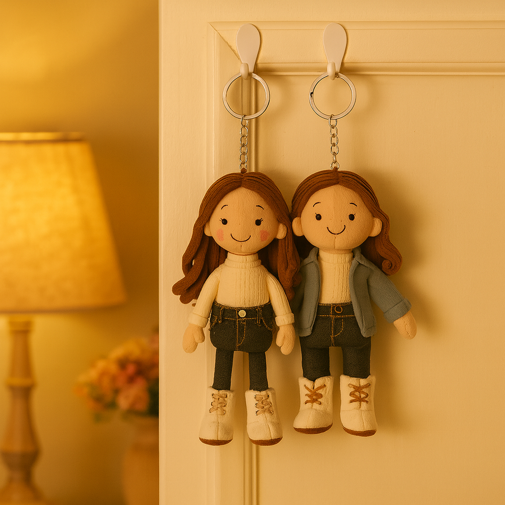 Aangepaste Familiefoto Pluche Poppen sleutelhanger - Kostbaar Geschenk Voor Familiereünies