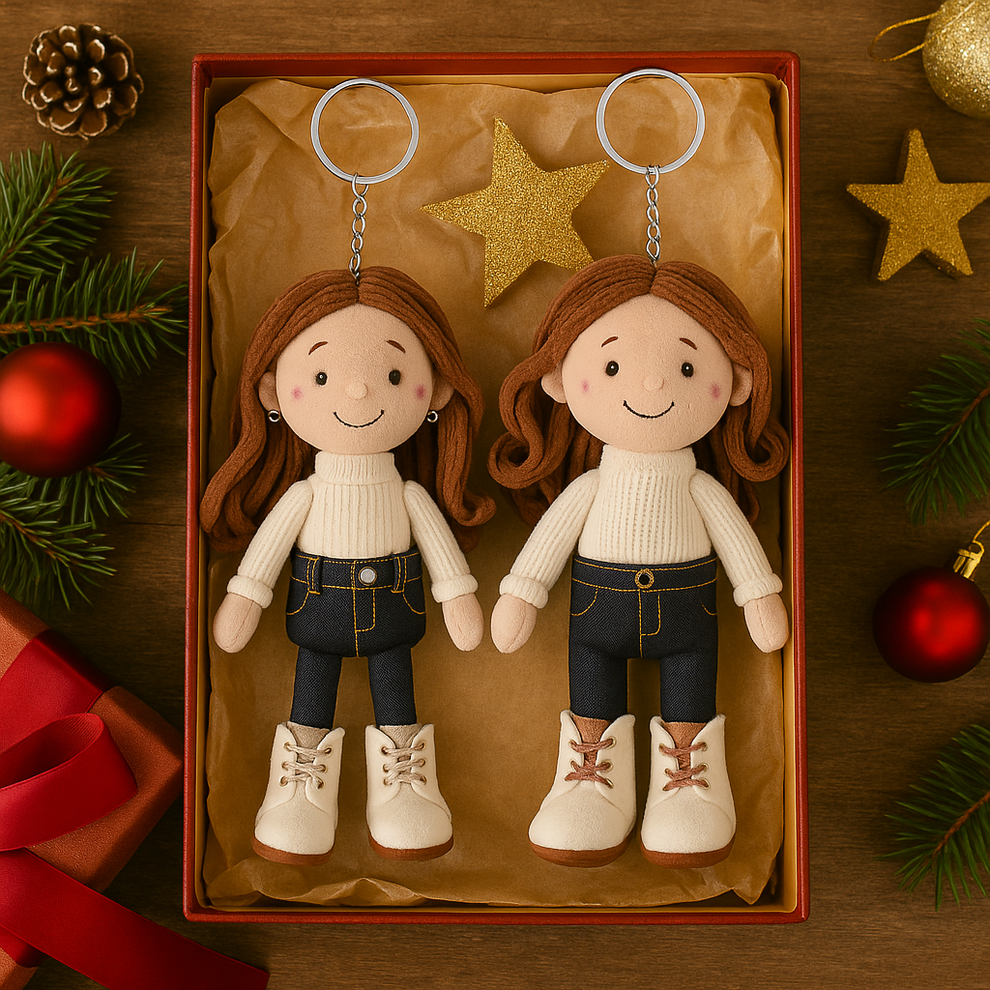 Aangepaste Familiefoto Pluche Poppen sleutelhanger - Kostbaar Geschenk Voor Familiereünies