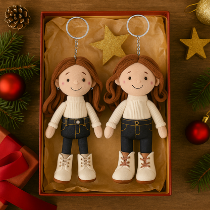 Aangepaste Familiefoto Pluche Poppen sleutelhanger - Kostbaar Geschenk Voor Familiereünies