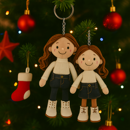 Aangepaste Familiefoto Pluche Poppen sleutelhanger - Kostbaar Geschenk Voor Familiereünies