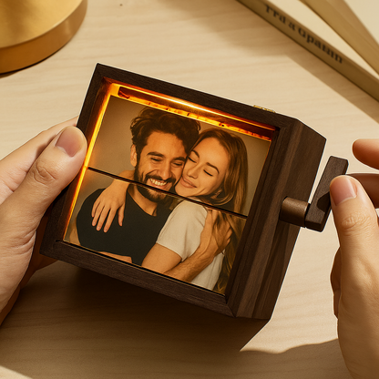 Gepersonaliseerde flipboekanimatiemachine - handmatig bedienbaar fotolijstje met led-licht, creatief cadeau voor een bruiloft