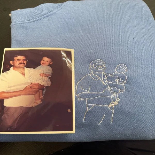 Op maat geborduurd portretfoto sweatshirt, gepersonaliseerd cadeau voor opa, unieke cadeaus voor papa