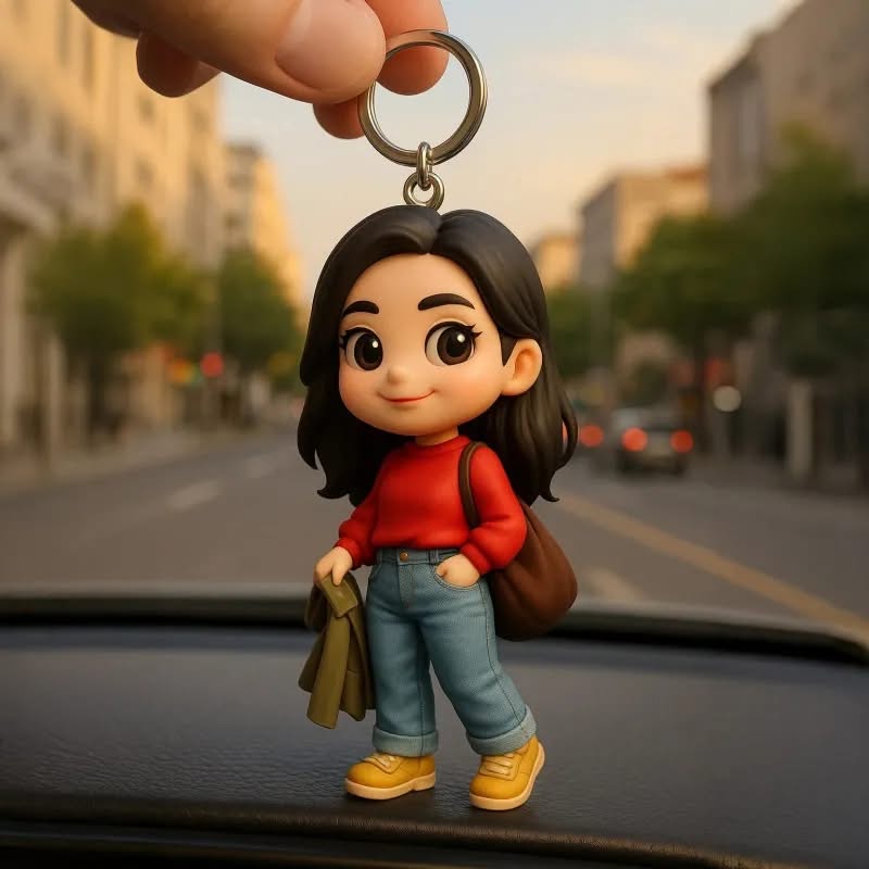 Gepersonaliseerde 3D-figuur sleutelhanger van foto, cadeau voor kinderen.