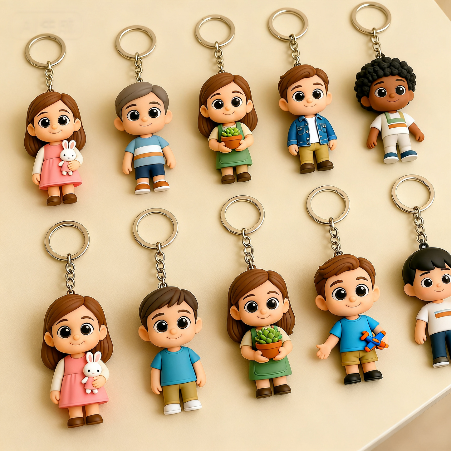 Gepersonaliseerde sleutelhanger met 3D-figuur van foto, gepersonaliseerd cadeau voor leraren