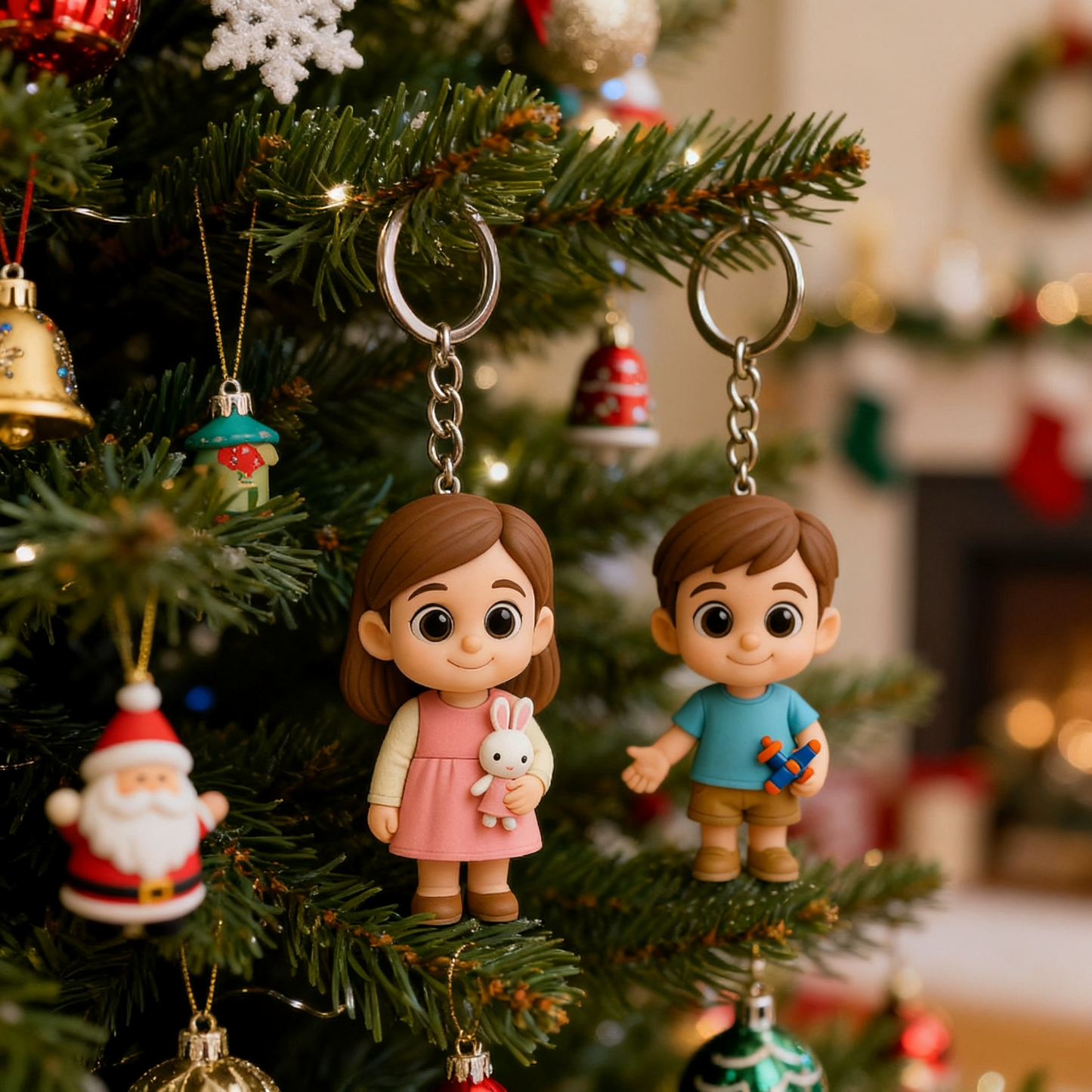 Gepersonaliseerde 3D-figuur sleutelhanger van foto, gepersonaliseerde jongenssleutelhanger, gepersonaliseerd 3D-minifiguur cadeau voor kinderen