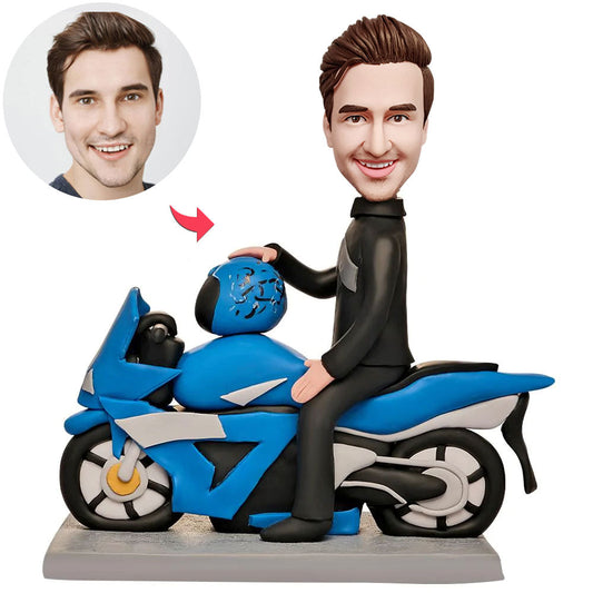 Aangepaste Bobblehead Gepersonaliseerde Bobblehead-mannen op een motorfiets