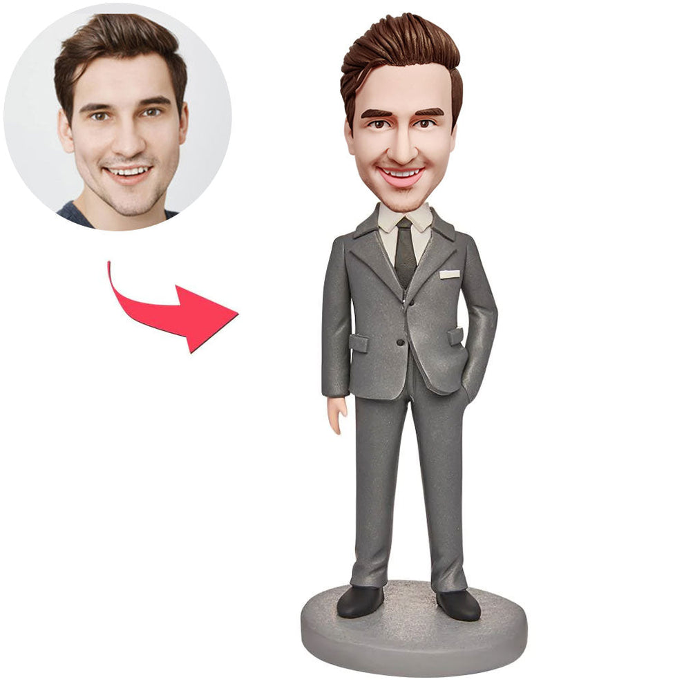 Gepersonaliseerde Bobblehead Boss met hand in zak