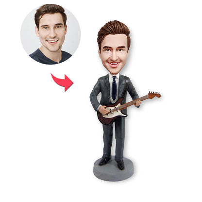 Gepersonaliseerde Bobblehead, gepersonaliseerde Bobblehead, knappe baas met gitaar