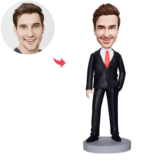 Gepersonaliseerde bobblehead met hand in zak