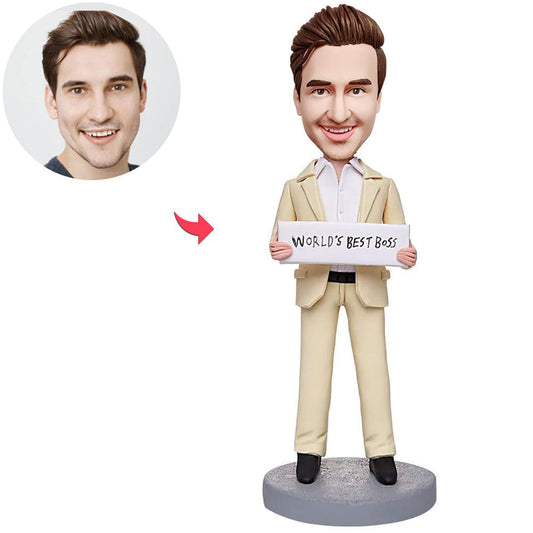 Aangepaste bobblehead, gepersonaliseerde bobblehead, 's werelds beste baas voor mannen