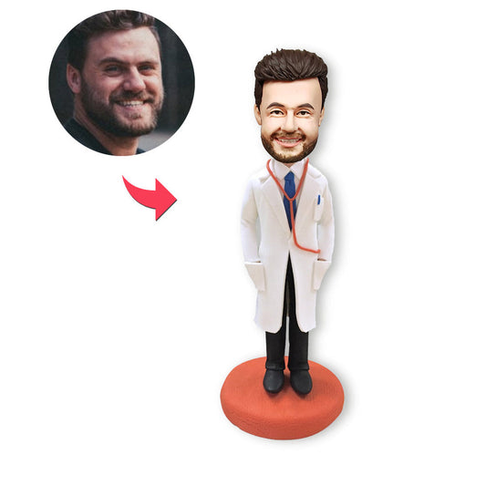 Gepersonaliseerde Bobblehead dokter met stethoscoop dokterscadeaus