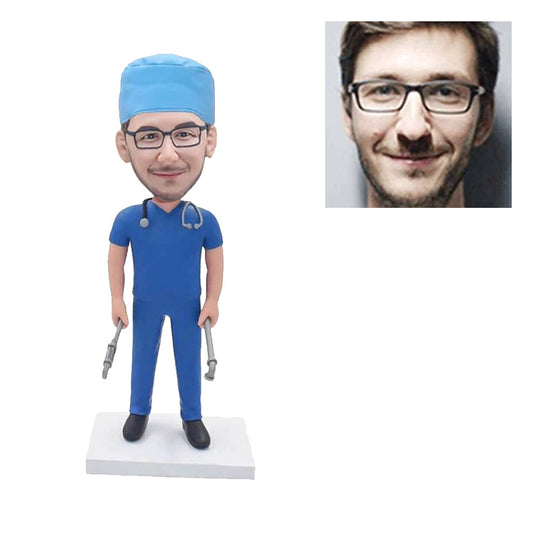 Aangepaste bobblehead, gepersonaliseerde bobblehead mannelijke arts