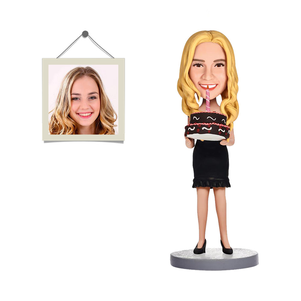 Aangepaste Bobblehead, gepersonaliseerde Bobblehead mode vrouw met jurk, cadeaus voor haar