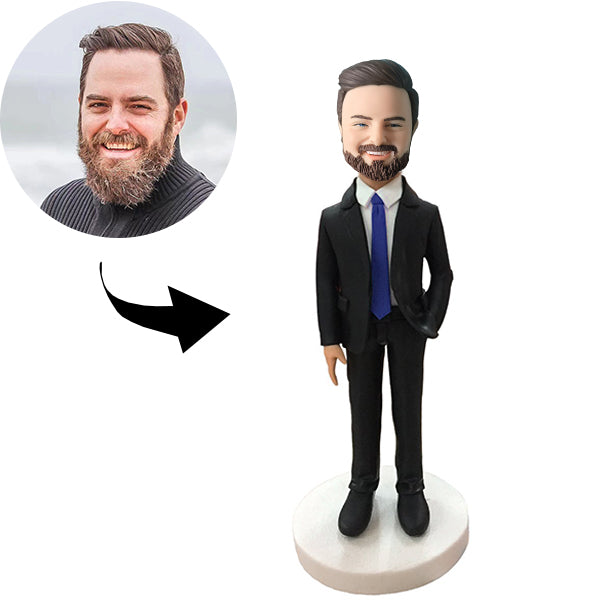 Gepersonaliseerde Bobblehead Boss met één hand in zijn zak