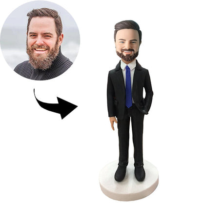 Gepersonaliseerde Bobblehead Boss met één hand in zijn zak