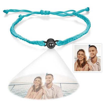 Gepersonaliseerde Fotoprojectie Paar Armband Gevlochten Zwart Touw Armband Cadeau Voor Geliefden