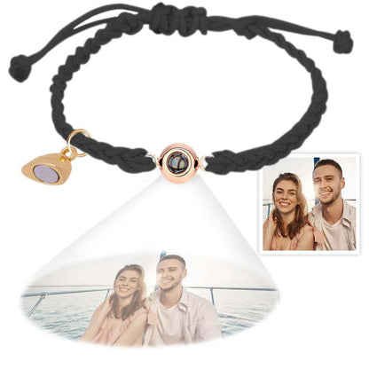 Aangepaste Fotoprojectie Armband Eenvoudig Geweven Hart Magnetische Armband Cadeau Voor Koppel