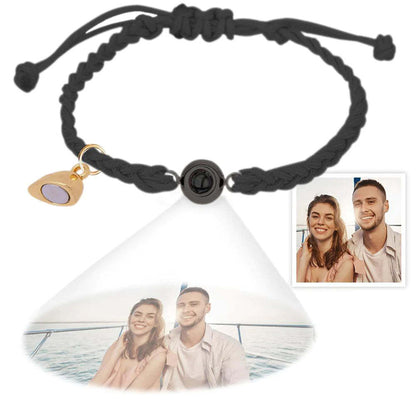 Aangepaste Fotoprojectie Armband Eenvoudig Geweven Hart Magnetische Armband Cadeau Voor Koppel