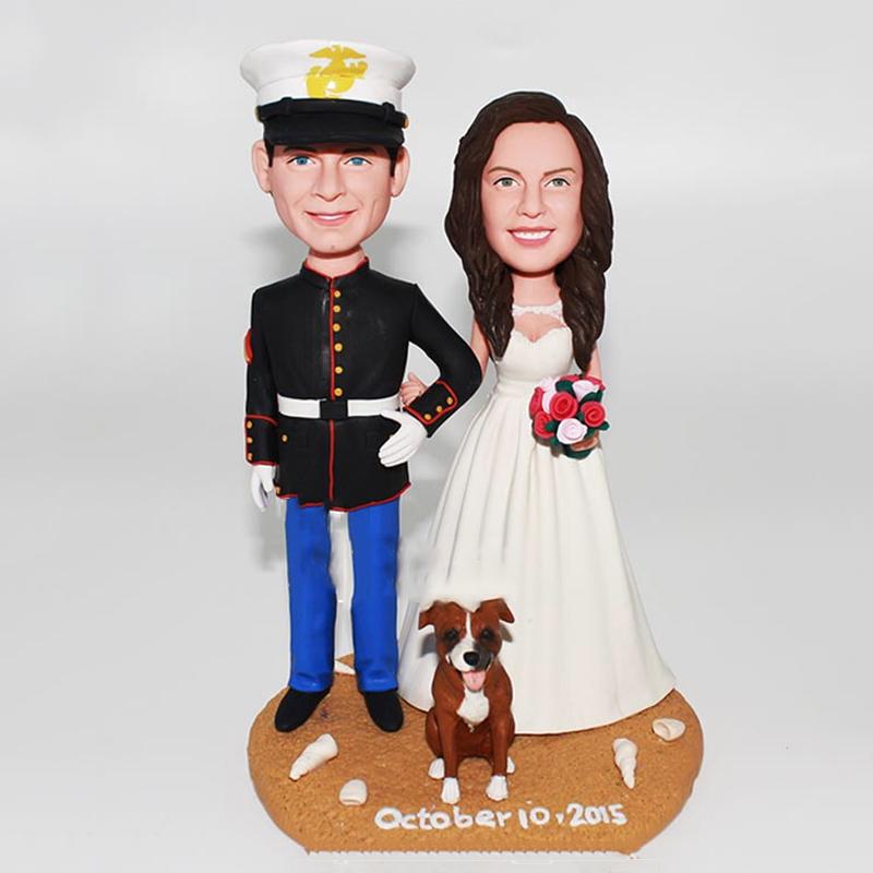 Aangepaste politieagent bruiloft bobblehead-uniform van foto