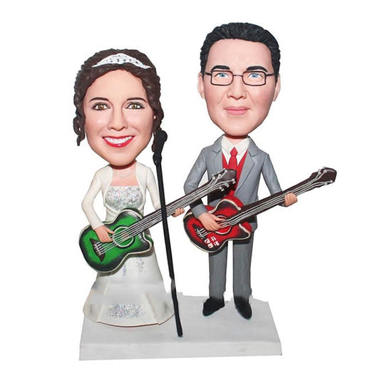 Gepersonaliseerde koppel spelen gitaar bruiloft Bobbleheads