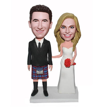 Betaalbare aangepaste gepersonaliseerde Bobble Head bruiloft kilt