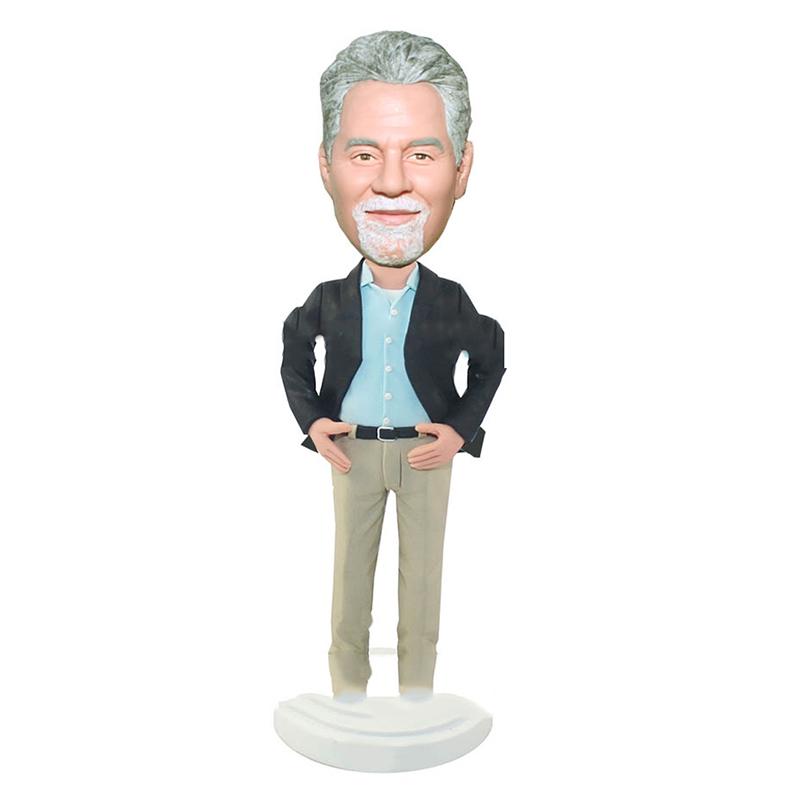 Gepersonaliseerde bobbleheads met fotocadeaus voor papa