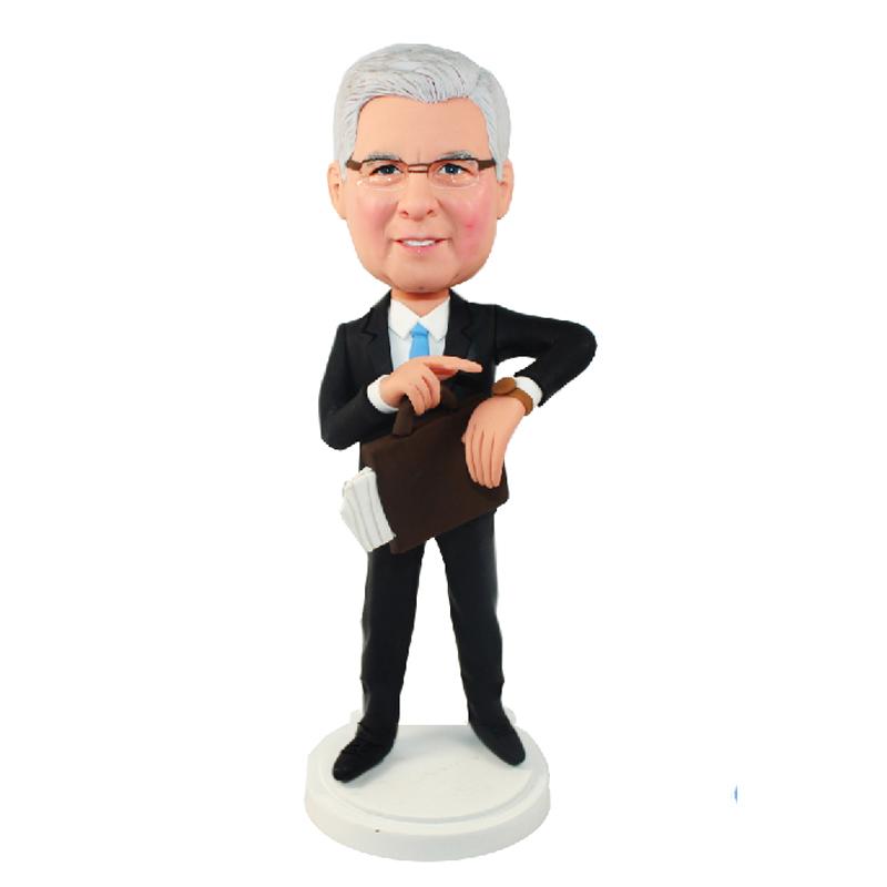 Op maat gemaakte bobblehead zakenlieden met aktentas