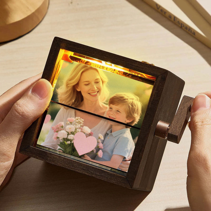 Aangepast fotoflipboekanimatieframe - handmatig mechanisch geheugen met licht, het perfecte cadeau voor Moederdag