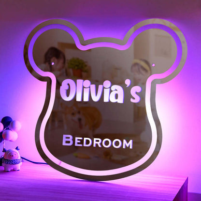 Gepersonaliseerde Olivia's slaapkamer spiegellicht kindercadeau