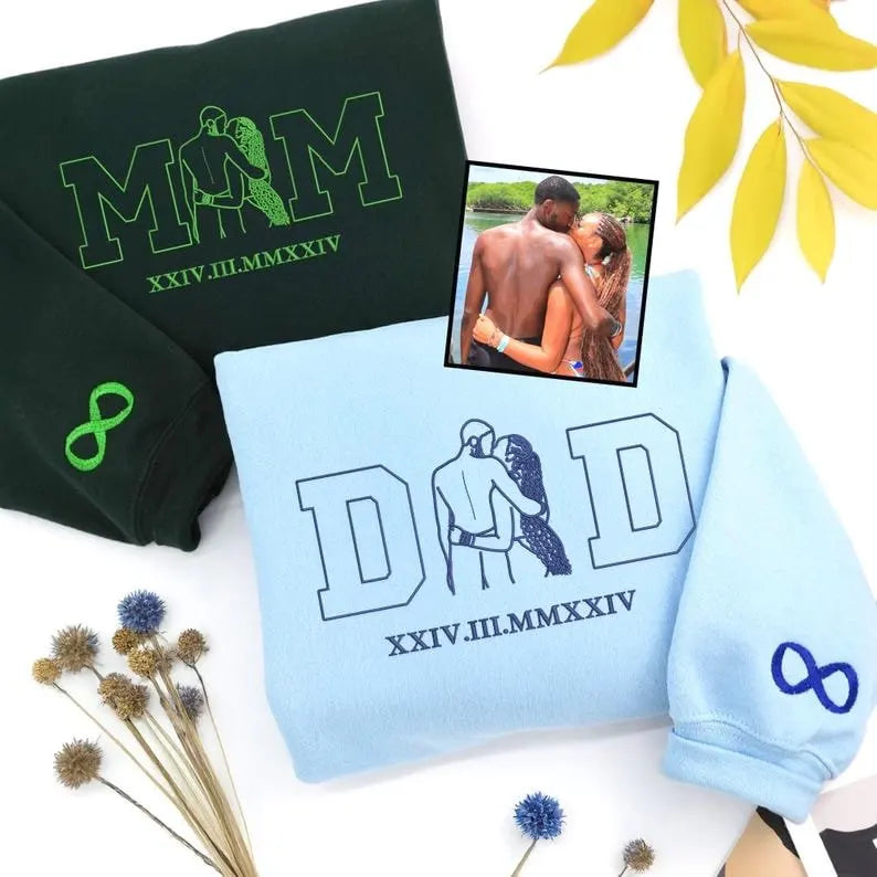 Geborduurde mama trui met hartjes en namen gepersonaliseerde langmouden shirt Moederdagcadeau