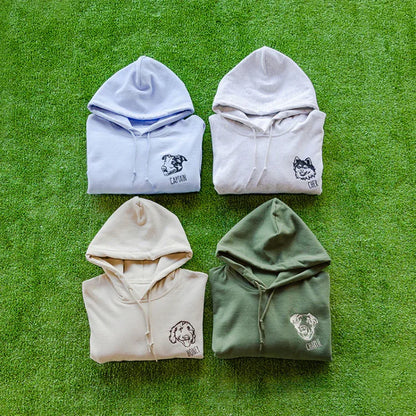 Sweatshirt met gepersonaliseerd huisdierportret - unieke geborduurde hoodie en T-shirt