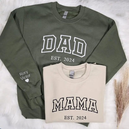 Familieportret trui met familienaam en jaartal gepersonaliseerde jubileumtrui