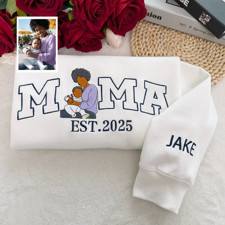 Gepersonaliseerde mama trui met naam geborduurd Moederdag cadeau oversized fleece