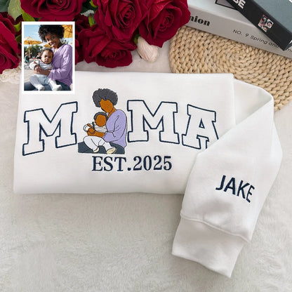 Gepersonaliseerde mama trui met naam geborduurd Moederdag cadeau oversized fleece