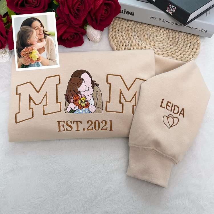 Gepersonaliseerde mama trui met naam geborduurd Moederdag cadeau oversized fleece