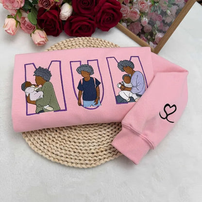 Geborduurde mama trui met geboortebloem gepersonaliseerde Moederdagverrassing