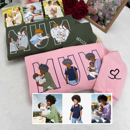 Geborduurde mama trui met geboortebloem gepersonaliseerde Moederdagverrassing