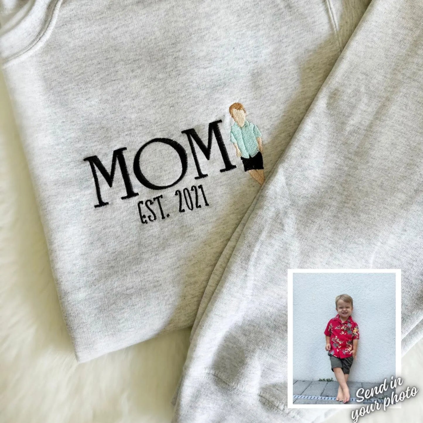 Familieportret oversized capuchontrui gepersonaliseerde cartoon-sweater familiereünie