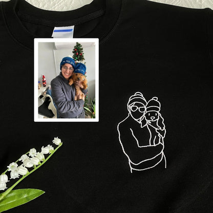 Personalisiertes besticktes Umriss-Foto-Sweatshirt